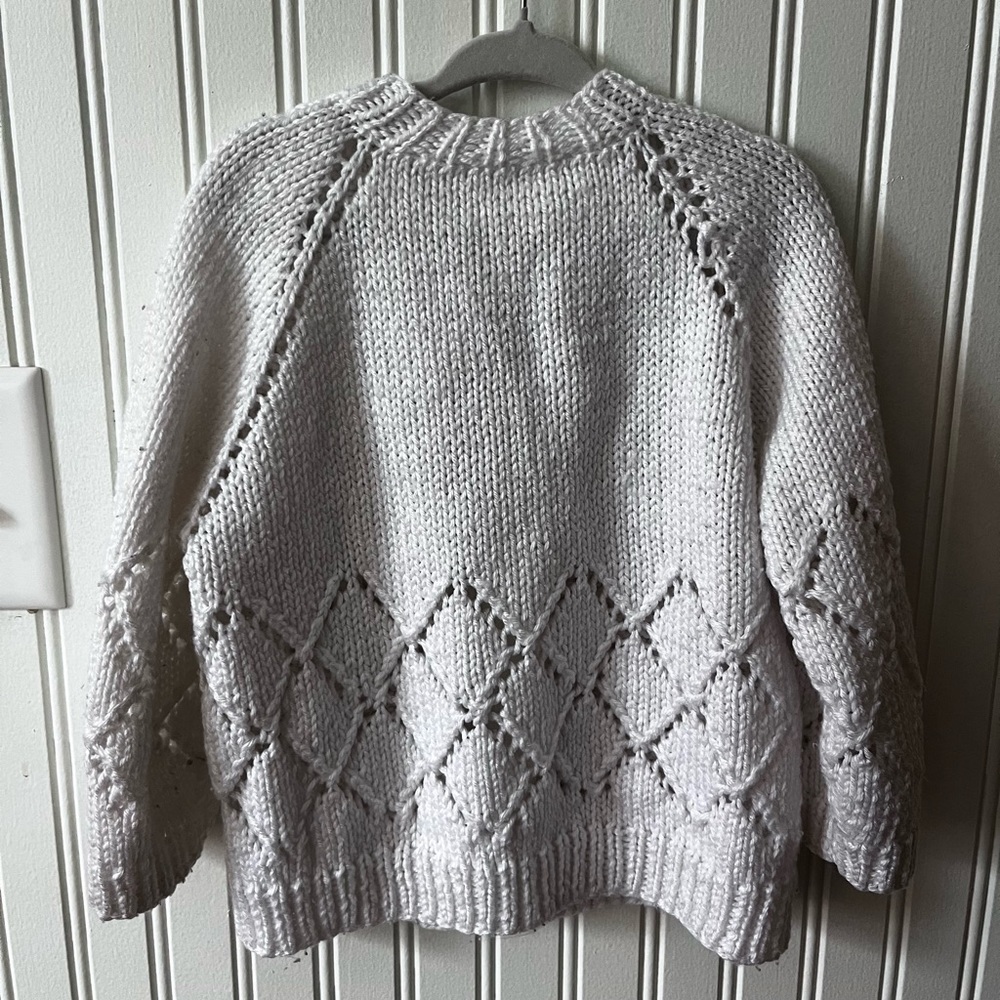 Vintage Girls Knit White Sweater 2T-4T Handmade with Buttons - Picture 4 of 4